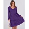 imageANRABESS Womens Casual Long Sleeve V Neck Tiered Swing Flowy Loose Aline Cute Mini Short Spring Fall DressPurple