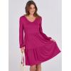 imageANRABESS Womens Casual Long Sleeve V Neck Tiered Swing Flowy Loose Aline Cute Mini Short Spring Fall DressRose