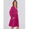 imageANRABESS Womens Casual Long Sleeve V Neck Tiered Swing Flowy Loose Aline Cute Mini Short Spring Fall DressRose