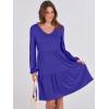 imageANRABESS Womens Casual Long Sleeve V Neck Tiered Swing Flowy Loose Aline Cute Mini Short Spring Fall DressRoyal Blue