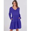imageANRABESS Womens Casual Long Sleeve V Neck Tiered Swing Flowy Loose Aline Cute Mini Short Spring Fall DressRoyal Blue