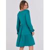 imageANRABESS Womens Casual Long Sleeve V Neck Tiered Swing Flowy Loose Aline Cute Mini Short Spring Fall DressTeal