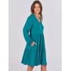imageANRABESS Womens Casual Long Sleeve V Neck Tiered Swing Flowy Loose Aline Cute Mini Short Spring Fall DressTeal