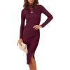 imageANRABESS Women Long Sleeve Turtleneck Slim Fit Ribbed Knit Slit Cocktail Party Sweater Midi Dress 2024 Trendy Fall OutfitsWine Red