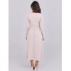 imageANRABESS Womens Long Sleeve Midi Dress 2025 Fall Fashion Patchwork Ribbed Knit Tight Top Casual Flowy Swing Dresses PocketsBeige