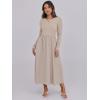 imageANRABESS Womens Long Sleeve Midi Dress 2025 Fall Fashion Patchwork Ribbed Knit Tight Top Casual Flowy Swing Dresses PocketsKhaki