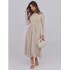 imageANRABESS Womens Long Sleeve Midi Dress 2025 Fall Fashion Patchwork Ribbed Knit Tight Top Casual Flowy Swing Dresses PocketsKhaki