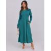 imageANRABESS Womens Long Sleeve Midi Dress 2025 Fall Fashion Patchwork Ribbed Knit Tight Top Casual Flowy Swing Dresses PocketsLake Green
