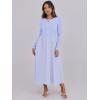 imageANRABESS Womens Long Sleeve Midi Dress 2025 Fall Fashion Patchwork Ribbed Knit Tight Top Casual Flowy Swing Dresses PocketsLight Blue