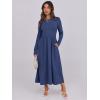 imageANRABESS Womens Long Sleeve Midi Dress 2025 Fall Fashion Patchwork Ribbed Knit Tight Top Casual Flowy Swing Dresses PocketsNavy Blue