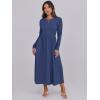 imageANRABESS Womens Long Sleeve Midi Dress 2025 Fall Fashion Patchwork Ribbed Knit Tight Top Casual Flowy Swing Dresses PocketsNavy Blue