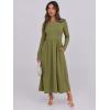 imageANRABESS Womens Long Sleeve Midi Dress 2025 Fall Fashion Patchwork Ribbed Knit Tight Top Casual Flowy Swing Dresses PocketsOlive Green