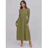 imageANRABESS Womens Long Sleeve Midi Dress 2025 Fall Fashion Patchwork Ribbed Knit Tight Top Casual Flowy Swing Dresses PocketsOlive Green