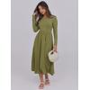 imageANRABESS Womens Long Sleeve Midi Dress 2025 Fall Fashion Patchwork Ribbed Knit Tight Top Casual Flowy Swing Dresses PocketsOlive Green