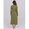 imageANRABESS Womens Long Sleeve Midi Dress 2025 Fall Fashion Patchwork Ribbed Knit Tight Top Casual Flowy Swing Dresses PocketsOlive Green