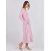 imageANRABESS Womens Long Sleeve Midi Dress 2025 Fall Fashion Patchwork Ribbed Knit Tight Top Casual Flowy Swing Dresses PocketsPink