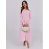 imageANRABESS Womens Long Sleeve Midi Dress 2025 Fall Fashion Patchwork Ribbed Knit Tight Top Casual Flowy Swing Dresses PocketsPink