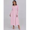 imageANRABESS Womens Long Sleeve Midi Dress 2025 Fall Fashion Patchwork Ribbed Knit Tight Top Casual Flowy Swing Dresses PocketsPink