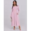 imageANRABESS Womens Long Sleeve Midi Dress 2025 Fall Fashion Patchwork Ribbed Knit Tight Top Casual Flowy Swing Dresses PocketsPink