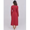 imageANRABESS Womens Long Sleeve Midi Dress 2025 Fall Fashion Patchwork Ribbed Knit Tight Top Casual Flowy Swing Dresses PocketsRed