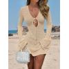 imageANRABESS Womens Swimsuit Crochet Swim Cover Up Summer Bathing Suit Swimwear Hollow Out Mesh Knit Beach Dress Vacation OutfitsBeige