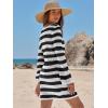 imageANRABESS Womens Swimsuit Crochet Swim Cover Up Summer Bathing Suit Swimwear Hollow Out Mesh Knit Beach Dress Vacation OutfitsBlack White Stripe