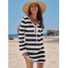 imageANRABESS Womens Swimsuit Crochet Swim Cover Up Summer Bathing Suit Swimwear Hollow Out Mesh Knit Beach Dress Vacation OutfitsBlack White Stripe