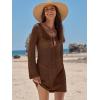 imageANRABESS Womens Swimsuit Crochet Swim Cover Up Summer Bathing Suit Swimwear Hollow Out Mesh Knit Beach Dress Vacation OutfitsBrown