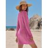 imageANRABESS Womens Swimsuit Crochet Swim Cover Up Summer Bathing Suit Swimwear Hollow Out Mesh Knit Beach Dress Vacation OutfitsHot Pink