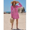 imageANRABESS Womens Swimsuit Crochet Swim Cover Up Summer Bathing Suit Swimwear Hollow Out Mesh Knit Beach Dress Vacation OutfitsHot Pink