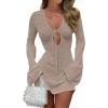 imageANRABESS Womens Swimsuit Crochet Swim Cover Up Summer Bathing Suit Swimwear Hollow Out Mesh Knit Beach Dress Vacation OutfitsKhaki