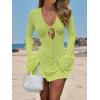 imageANRABESS Womens Swimsuit Crochet Swim Cover Up Summer Bathing Suit Swimwear Hollow Out Mesh Knit Beach Dress Vacation OutfitsNeon Green