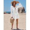 imageANRABESS Womens Swimsuit Crochet Swim Cover Up Summer Bathing Suit Swimwear Hollow Out Mesh Knit Beach Dress Vacation OutfitsOffwhite