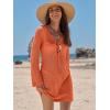 imageANRABESS Womens Swimsuit Crochet Swim Cover Up Summer Bathing Suit Swimwear Hollow Out Mesh Knit Beach Dress Vacation OutfitsOrange