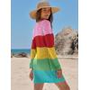imageANRABESS Womens Swimsuit Crochet Swim Cover Up Summer Bathing Suit Swimwear Hollow Out Mesh Knit Beach Dress Vacation OutfitsRainbow Stripe