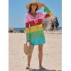 imageANRABESS Womens Swimsuit Crochet Swim Cover Up Summer Bathing Suit Swimwear Hollow Out Mesh Knit Beach Dress Vacation OutfitsRainbow Stripe