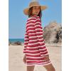 imageANRABESS Womens Swimsuit Crochet Swim Cover Up Summer Bathing Suit Swimwear Hollow Out Mesh Knit Beach Dress Vacation OutfitsRed White Stripe