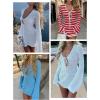 imageANRABESS Womens Swimsuit Crochet Swim Cover Up Summer Bathing Suit Swimwear Hollow Out Mesh Knit Beach Dress Vacation OutfitsRed White Stripe