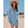 imageANRABESS Womens Swimsuit Crochet Swim Cover Up Summer Bathing Suit Swimwear Hollow Out Mesh Knit Beach Dress Vacation OutfitsSky