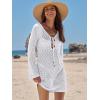 imageANRABESS Womens Swimsuit Crochet Swim Cover Up Summer Bathing Suit Swimwear Hollow Out Mesh Knit Beach Dress Vacation OutfitsWhite