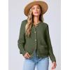 imageANRABESS Womens Tweed Knit Cardigan Sweater Casual Long Sleeve Cropped Button Down Lady Jackets 2025 Spring Fashion OutwearArmy Green