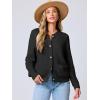 imageANRABESS Womens Tweed Knit Cardigan Sweater Casual Long Sleeve Cropped Button Down Lady Jackets 2025 Spring Fashion OutwearBlack