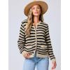 imageANRABESS Womens Tweed Knit Cardigan Sweater Casual Long Sleeve Cropped Button Down Lady Jackets 2025 Spring Fashion OutwearBlack Apricot Strip