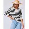 imageANRABESS Womens Tweed Knit Cardigan Sweater Casual Long Sleeve Cropped Button Down Lady Jackets 2025 Spring Fashion OutwearBlack White Strip