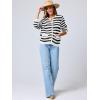 imageANRABESS Womens Tweed Knit Cardigan Sweater Casual Long Sleeve Cropped Button Down Lady Jackets 2025 Spring Fashion OutwearBlack White Strip