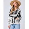 imageANRABESS Womens Tweed Knit Cardigan Sweater Casual Long Sleeve Cropped Button Down Lady Jackets 2025 Spring Fashion OutwearBlack White Strip