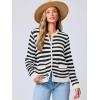 imageANRABESS Womens Tweed Knit Cardigan Sweater Casual Long Sleeve Cropped Button Down Lady Jackets 2025 Spring Fashion OutwearBlack White Strip
