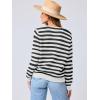 imageANRABESS Womens Tweed Knit Cardigan Sweater Casual Long Sleeve Cropped Button Down Lady Jackets 2025 Spring Fashion OutwearBlack White Strip