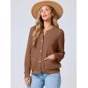 imageANRABESS Womens Tweed Knit Cardigan Sweater Casual Long Sleeve Cropped Button Down Lady Jackets 2025 Spring Fashion OutwearBrown