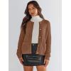 imageANRABESS Womens Tweed Knit Cardigan Sweater Casual Long Sleeve Cropped Button Down Lady Jackets 2025 Spring Fashion OutwearBrown